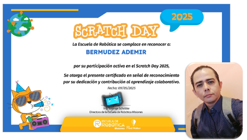 Tema: Scratch en RobóticaFecha: 9/5/2025Organiza: Escuela de Robótica Misiones de Argentina