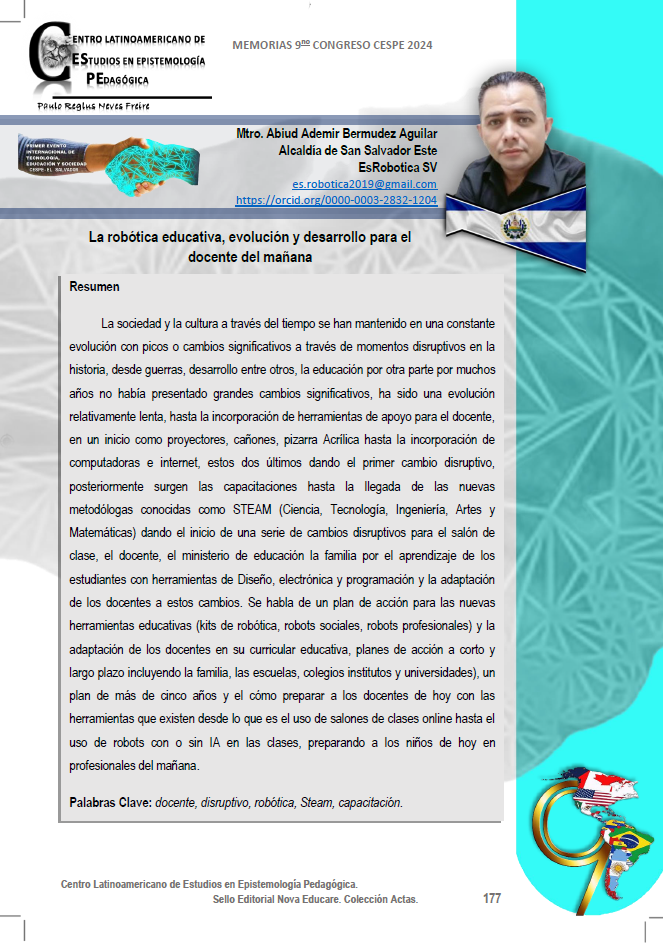 CONGRESO INTERNACIONAL PRESENCIAL, VIRTUAL Y A DISTANCIA.MEMORIAS 9no CONGRESO CESPE 2024 Genial y muy agradecido con los organizadores de #CESPE2024 tanto nacionales como internacionales. DOI: 10.5281/zenodo.13883721ISBN: 9789299009529TEMA: La robótica educativa, evolución y desarrollo para el docente del mañana.Pagina: 177 Facebookhttps://www.facebook.com/photo/?fbid=555638330371482&set=a.178181138117205ZENODOhttps://zenodo.org/records/13883721?fbclid=IwY2xjawFrfWJleHRuA2FlbQIxMAABHVrNgPFnFMaeu9DmfErGnIANihFlHoR9TQEXm7qp8Ml-fgeXOuOuO77C5Q_aem_SkTKXefWP3De8uleMWYzoA