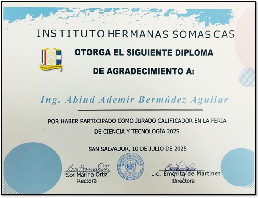 Tema: Jurado evaluador Fecha: 10/07/2025Organizado por: Instituto Hermanas Somasca