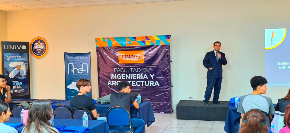 Presentación de resultados de investigación  "incorporación de Colillas de Cigarrillos en materiales pre-fabricados de la construcción" en Congreso de ANEA (Asociación Nacional de Estudiantes de Arquitectura de El Salvador)