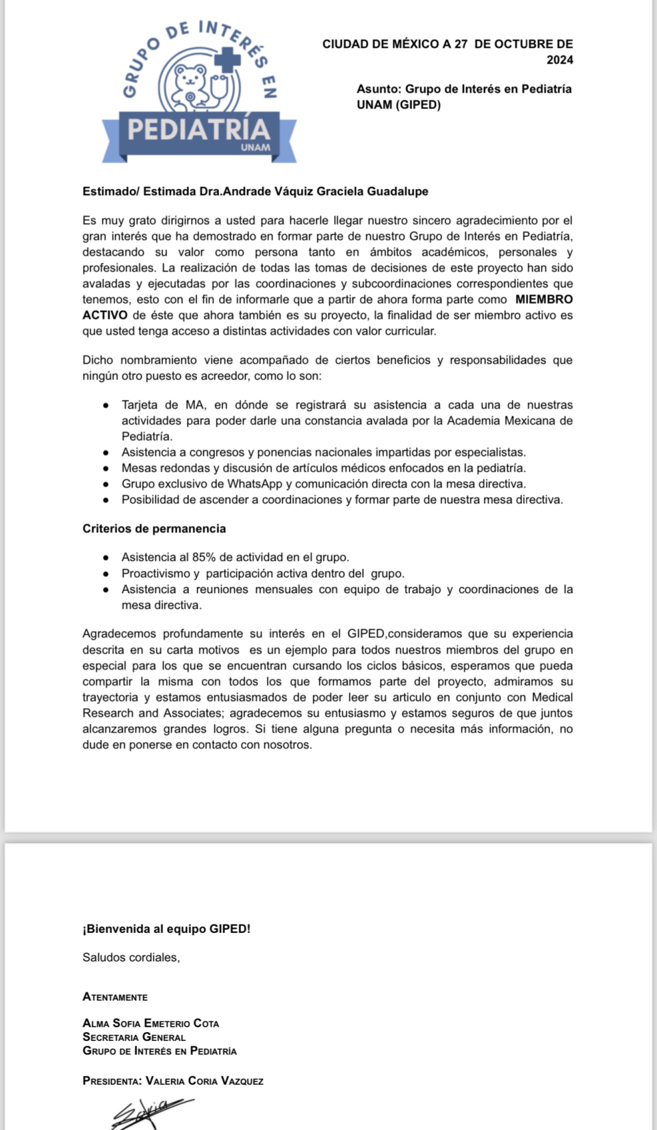 Feliz de iniciar en el mundo de la investigación médica y ser parte de tan distinguida universidad, (UNAM).